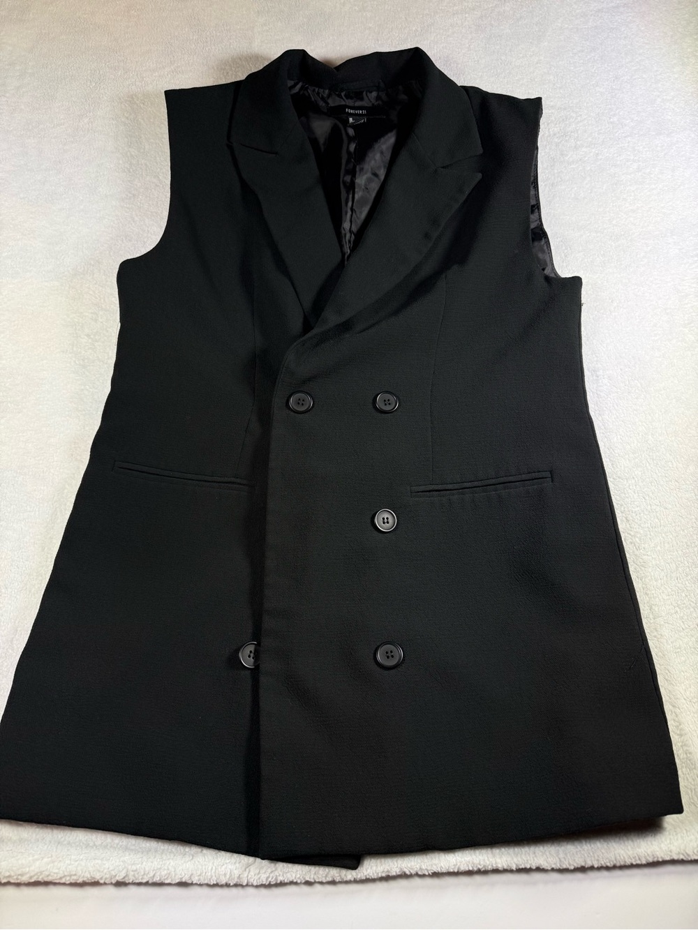 NWOT Forever 21 Black Double-Breasted Sleeveless Blazer Vest